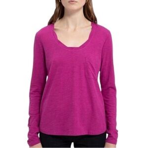 Social Standard by Sanctuary Dylan Scoop Neck Long Sleeve Tee Magenta‎ Pink XL